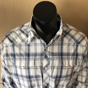 Tommy Hilfiger Denim Mens Pearl Snap Plaid Shirt L